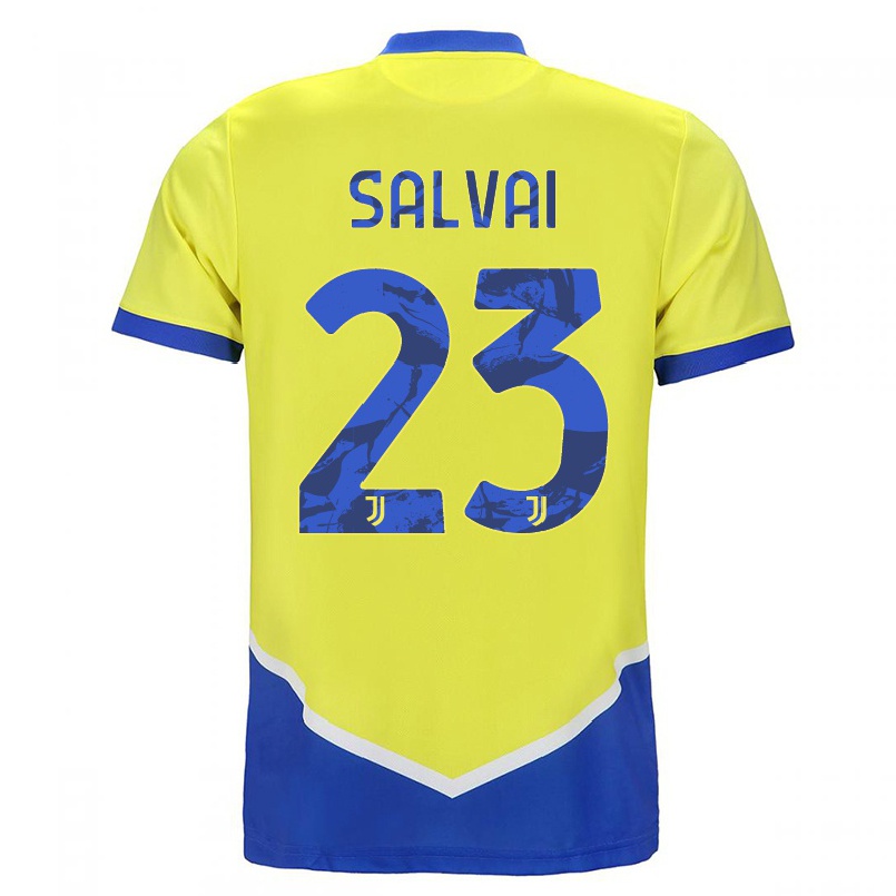 Hombre Fútbol Camiseta Cecilia Salvai #23 Azul Amarillo 3ª Equipación 2021/22 La Camisa Chile
