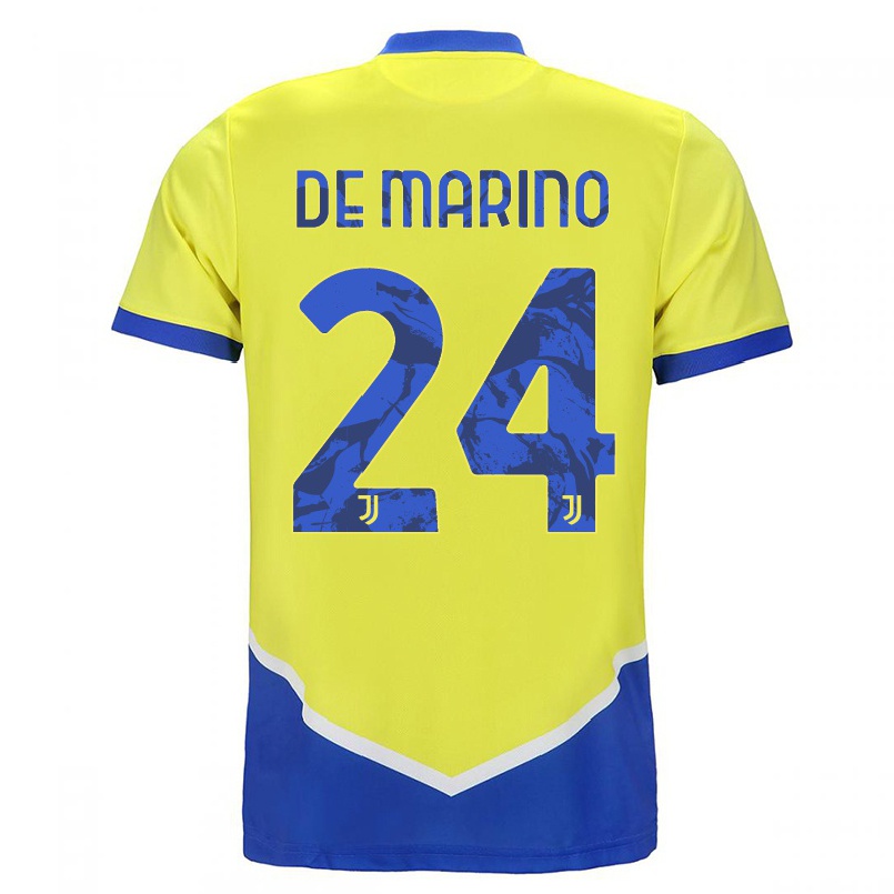 Hombre Fútbol Camiseta Davide De Marino #24 Azul Amarillo 3ª Equipación 2021/22 La Camisa Chile