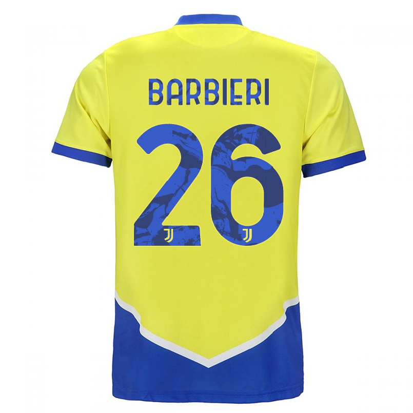 Hombre Fútbol Camiseta Tommaso Barbieri #26 Azul Amarillo 3ª Equipación 2021/22 La Camisa Chile