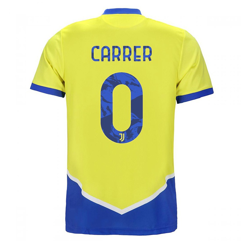 Hombre Fútbol Camiseta Kristin Carrer #0 Azul Amarillo 3ª Equipación 2021/22 La Camisa Chile
