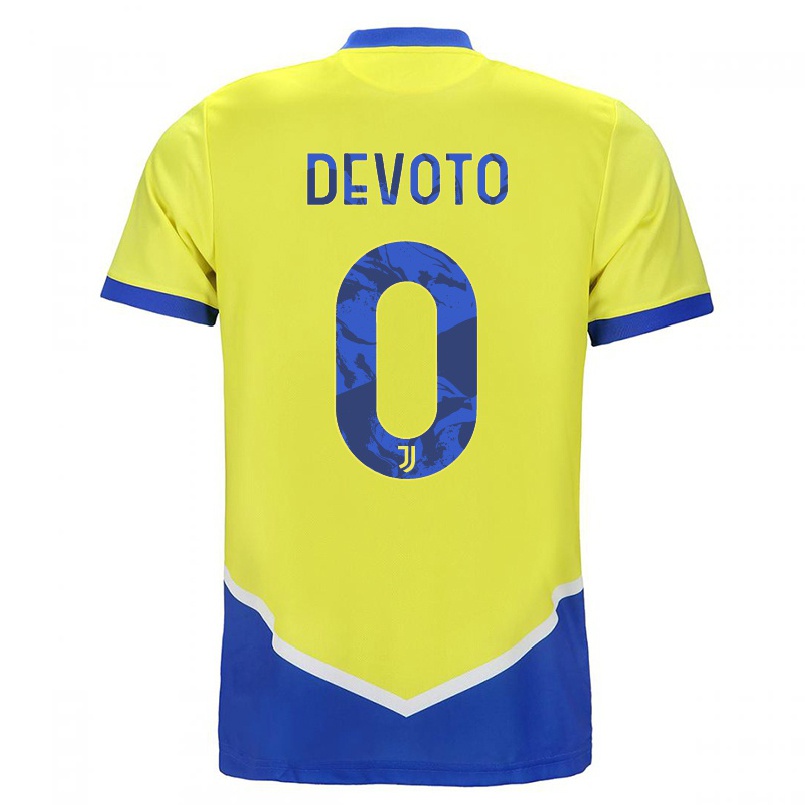 Hombre Fútbol Camiseta Flavia Devoto #0 Azul Amarillo 3ª Equipación 2021/22 La Camisa Chile