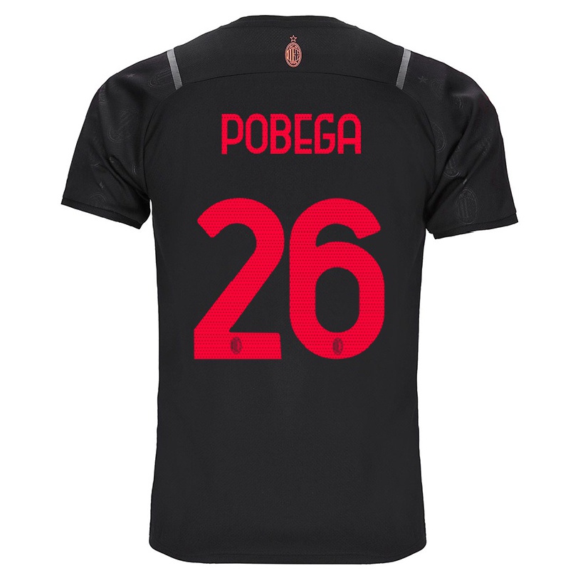 Hombre Fútbol Camiseta Tommaso Pobega #26 Negro 3ª Equipación 2021/22 La Camisa Chile