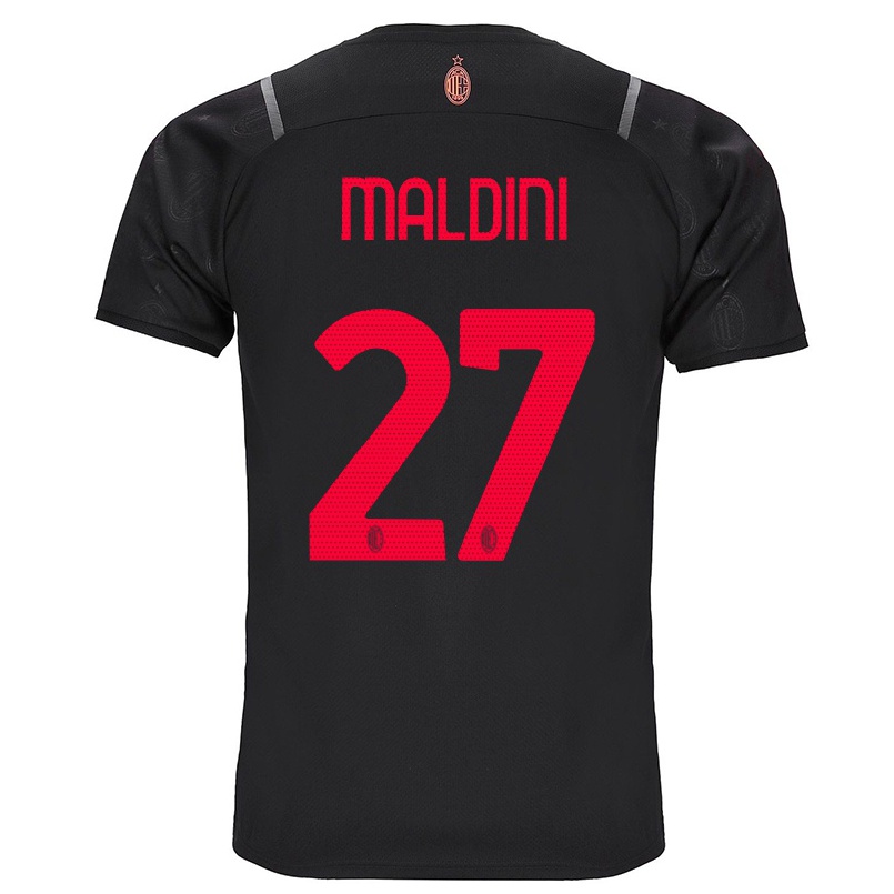 Hombre Fútbol Camiseta Daniel Maldini #27 Negro 3ª Equipación 2021/22 La Camisa Chile