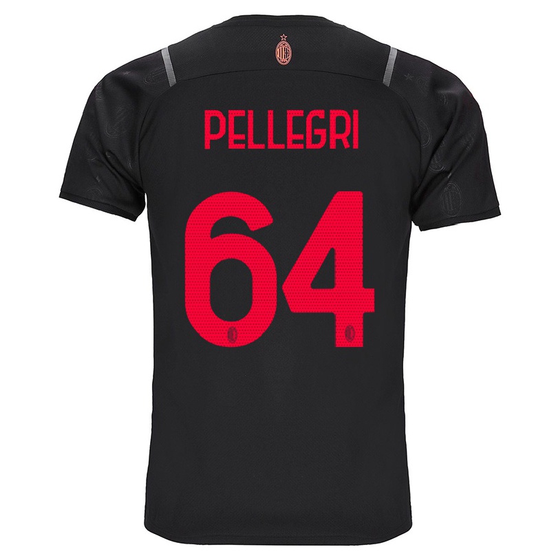 Hombre Fútbol Camiseta Pietro Pellegri #64 Negro 3ª Equipación 2021/22 La Camisa Chile
