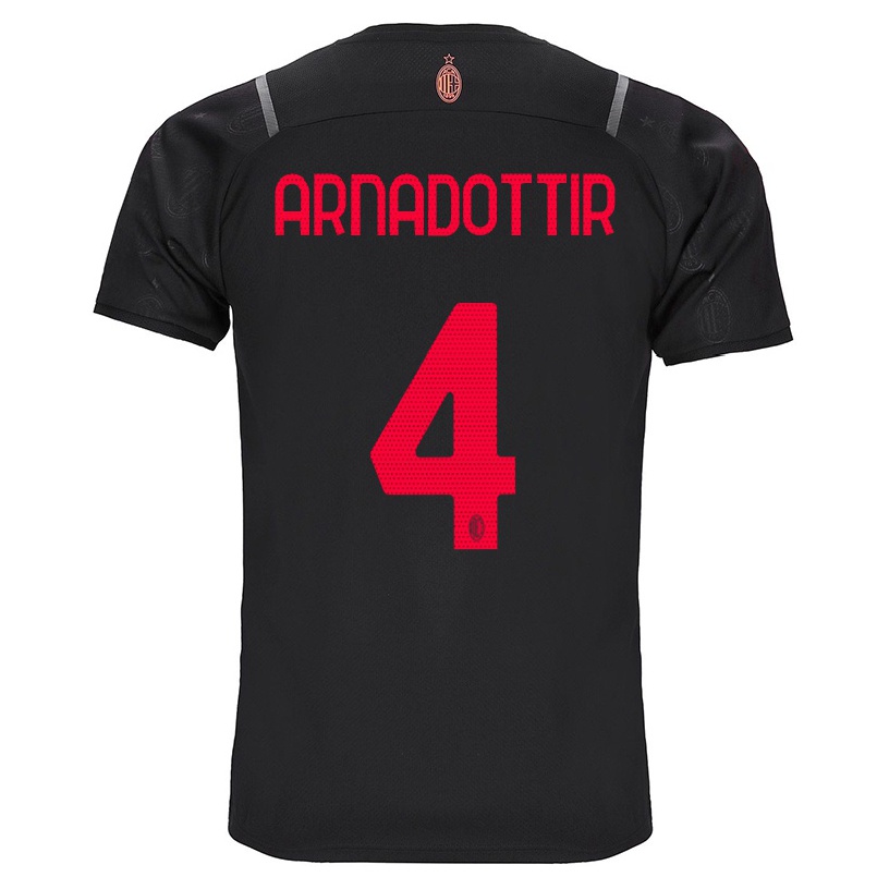 Hombre Fútbol Camiseta Guný Arnadottir #4 Negro 3ª Equipación 2021/22 La Camisa Chile