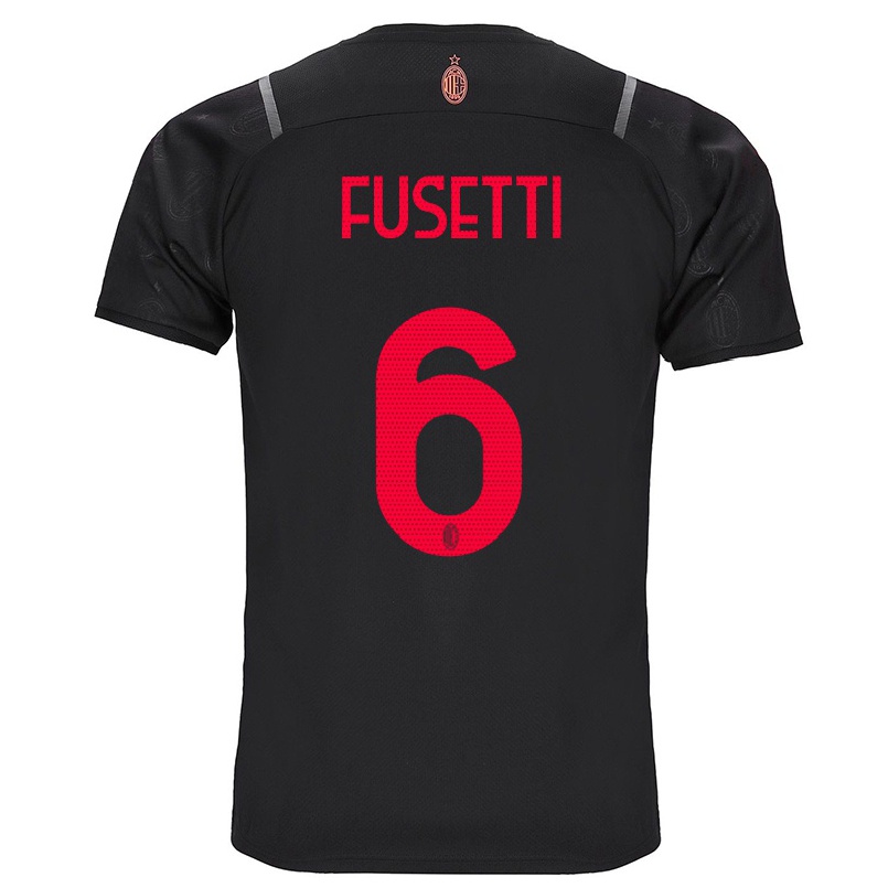 Hombre Fútbol Camiseta Laura Fusetti #6 Negro 3ª Equipación 2021/22 La Camisa Chile
