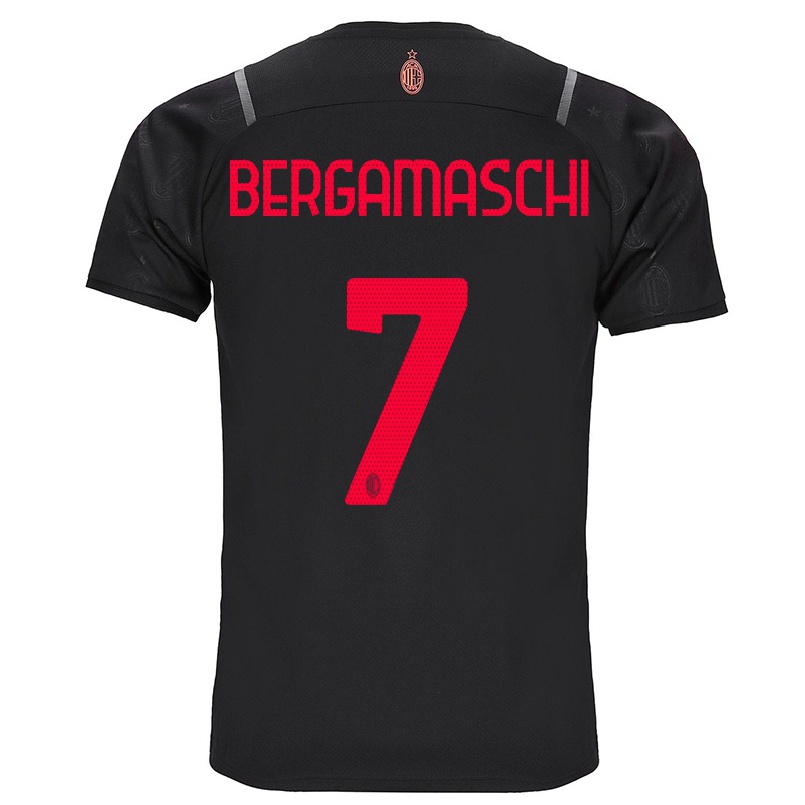 Hombre Fútbol Camiseta Valentina Bergamaschi #7 Negro 3ª Equipación 2021/22 La Camisa Chile