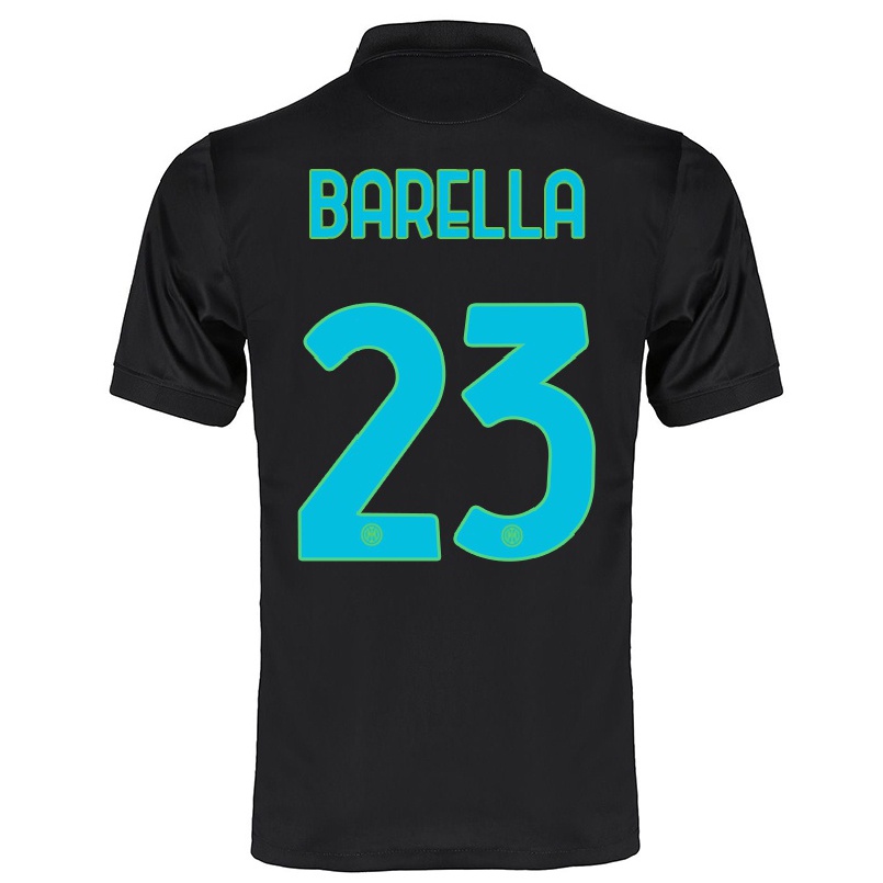 Hombre Fútbol Camiseta Nicolo Barella #23 Negro 3ª Equipación 2021/22 La Camisa Chile
