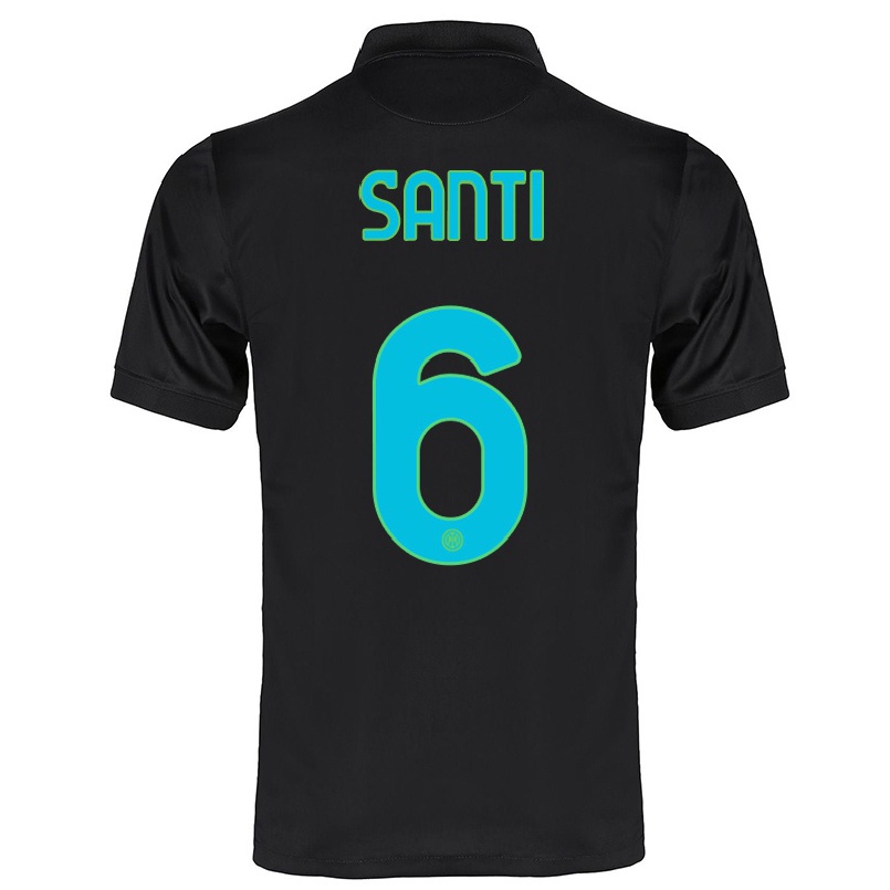 Hombre Fútbol Camiseta Irene Santi #6 Negro 3ª Equipación 2021/22 La Camisa Chile
