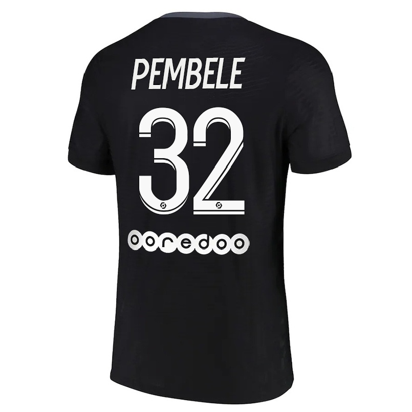Hombre Fútbol Camiseta Timothee Pembele #32 Negro 3ª Equipación 2021/22 La Camisa Chile
