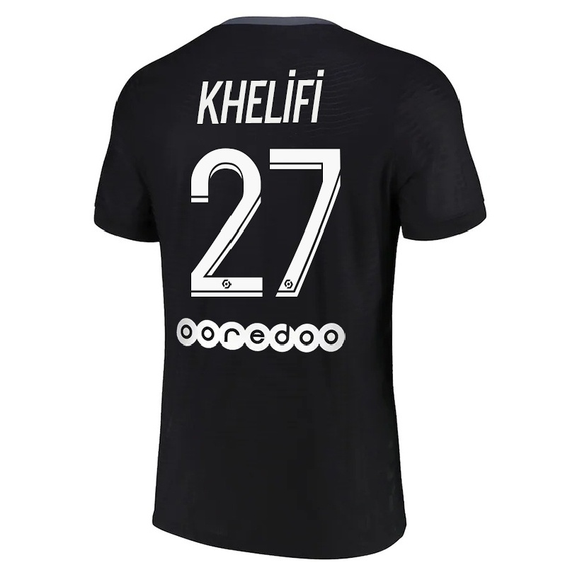 Hombre Fútbol Camiseta Lea Khelifi #27 Negro 3ª Equipación 2021/22 La Camisa Chile