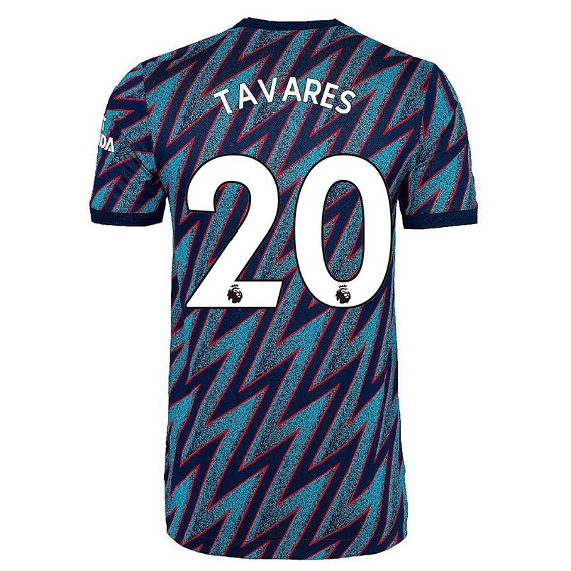 Hombre Fútbol Camiseta Nuno Tavares #20 Azul Negro 3ª Equipación 2021/22 La Camisa Chile