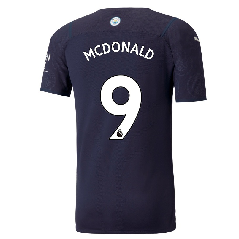 Hombre Fútbol Camiseta Rowan Mcdonald #9 Azul Oscuro 3ª Equipación 2021/22 La Camisa Chile