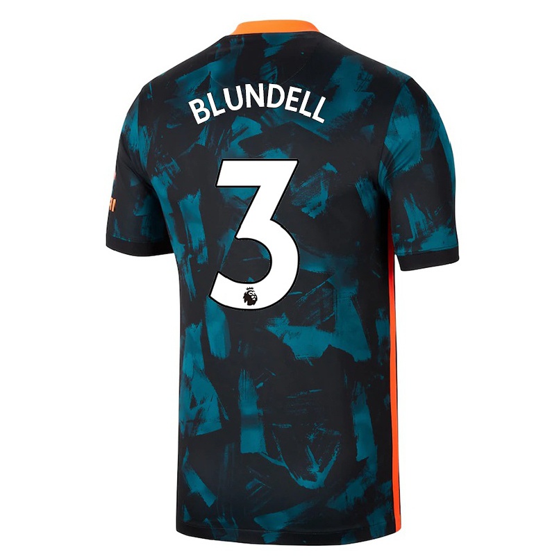 Hombre Fútbol Camiseta Hannah Blundell #3 Azul Oscuro 3ª Equipación 2021/22 La Camisa Chile