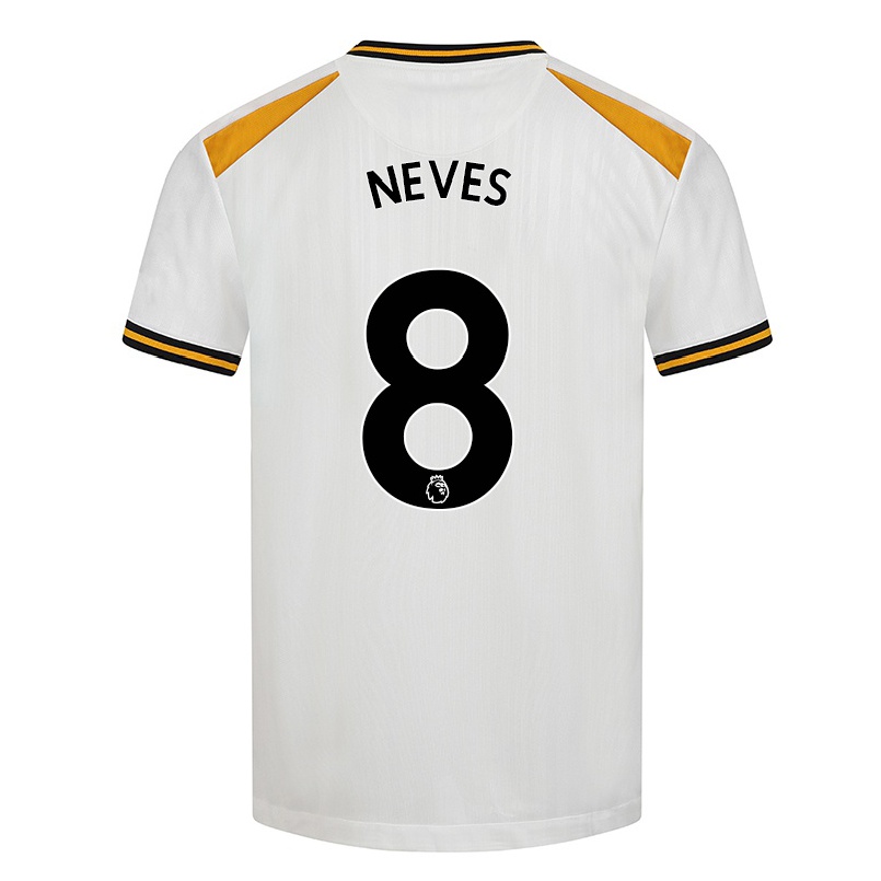 Hombre Fútbol Camiseta Ruben Neves #8 Blanco Amarillo 3ª Equipación 2021/22 La Camisa Chile