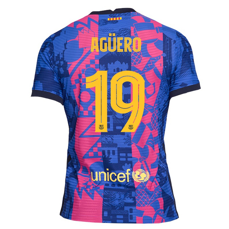 Hombre Fútbol Camiseta Sergio Aguero #19 Rosa Azul 3ª Equipación 2021/22 La Camisa Chile