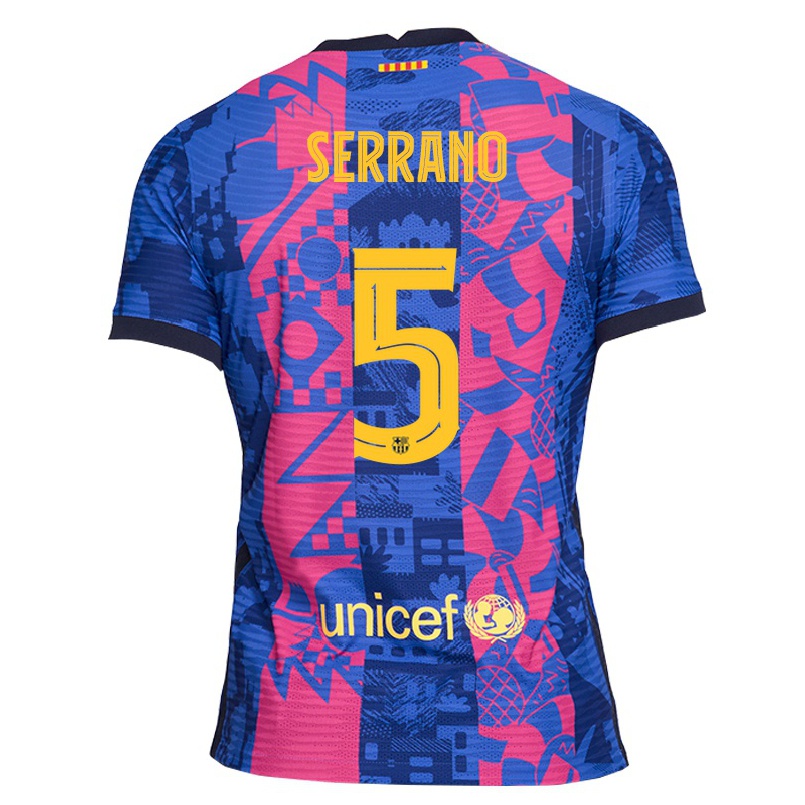 Hombre Fútbol Camiseta Melanie Serrano #5 Rosa Azul 3ª Equipación 2021/22 La Camisa Chile