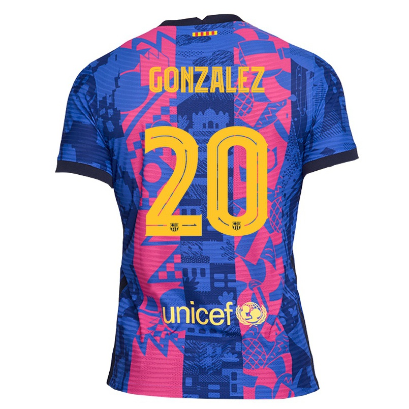 Hombre Fútbol Camiseta Nico Gonzalez #20 Rosa Azul 3ª Equipación 2021/22 La Camisa Chile