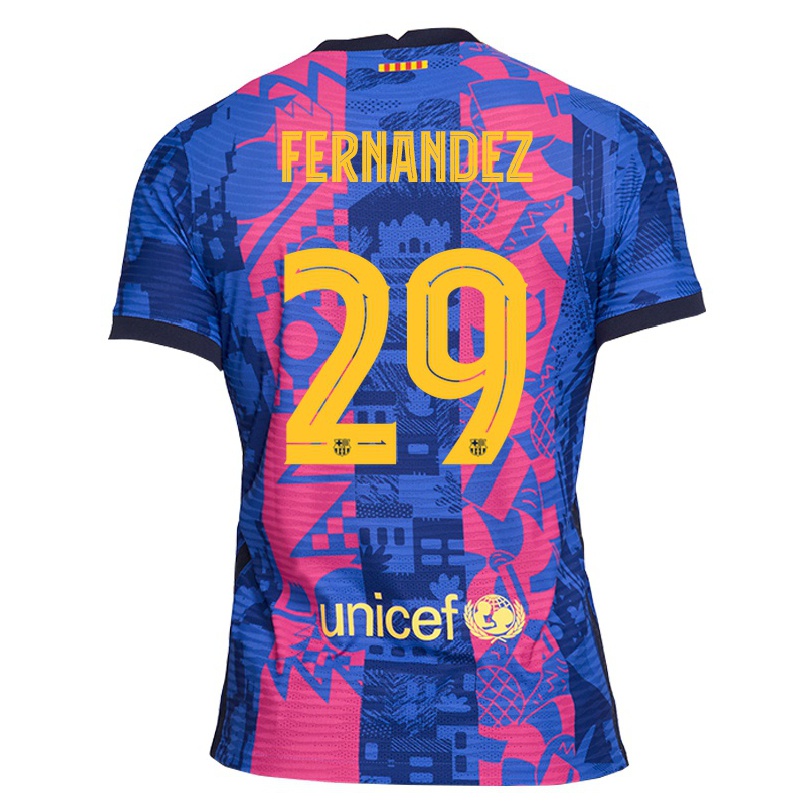 Hombre Fútbol Camiseta Gerard Fernandez #29 Rosa Azul 3ª Equipación 2021/22 La Camisa Chile