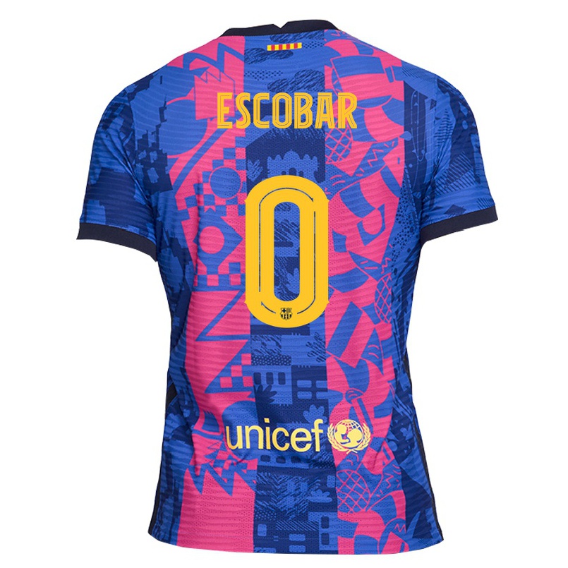 Hombre Fútbol Camiseta Jordi Escobar #0 Rosa Azul 3ª Equipación 2021/22 La Camisa Chile