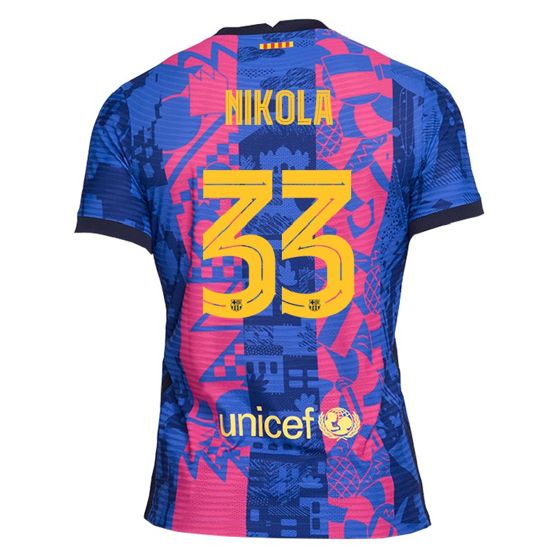 Hombre Fútbol Camiseta Mirotic Nikola #33 Rosa Azul 3ª Equipación 2021/22 La Camisa Chile
