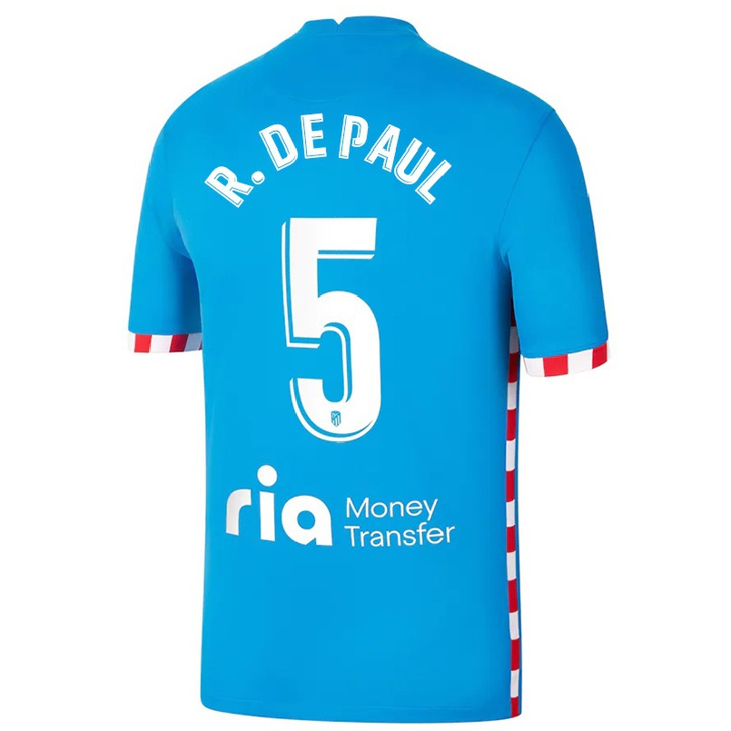 Hombre Fútbol Camiseta Rodrigo De Paul #5 Azul 3ª Equipación 2021/22 La Camisa Chile