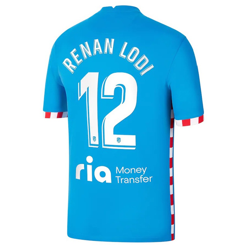 Hombre Fútbol Camiseta Renan Lodi #12 Azul 3ª Equipación 2021/22 La Camisa Chile