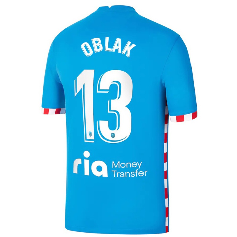 Hombre Fútbol Camiseta Jan Oblak #13 Azul 3ª Equipación 2021/22 La Camisa Chile