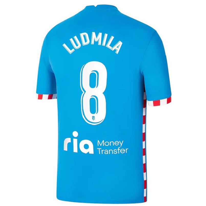 Hombre Fútbol Camiseta Ludmila Da Silva #8 Azul 3ª Equipación 2021/22 La Camisa Chile
