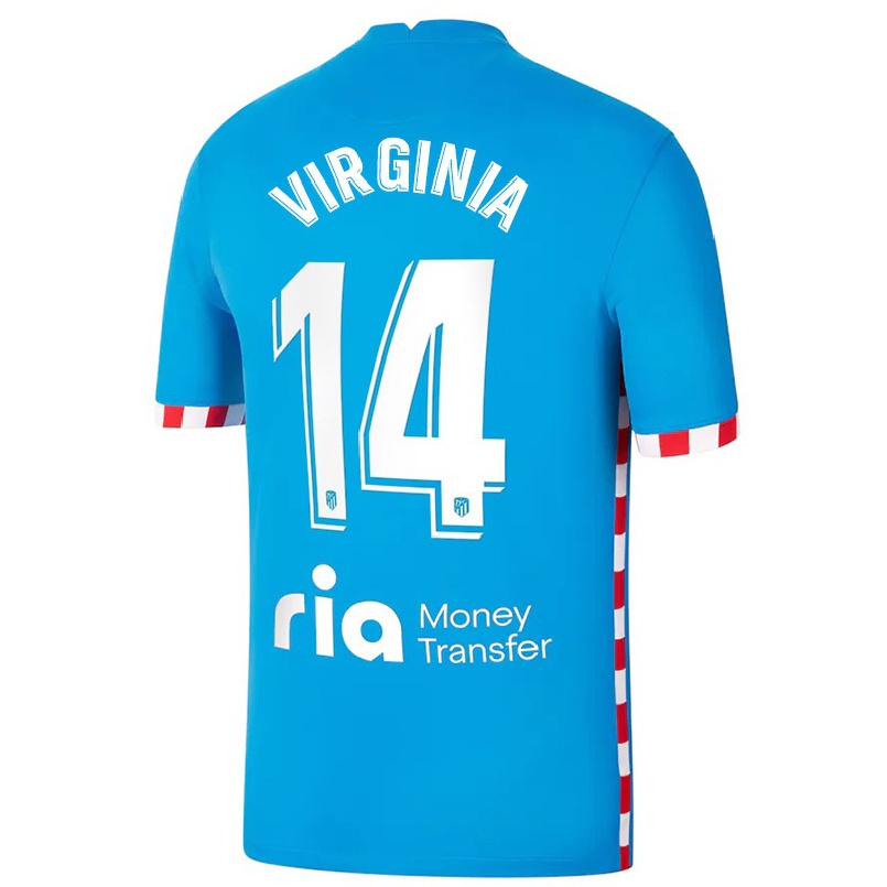 Hombre Fútbol Camiseta Virginia Torrecilla #14 Azul 3ª Equipación 2021/22 La Camisa Chile