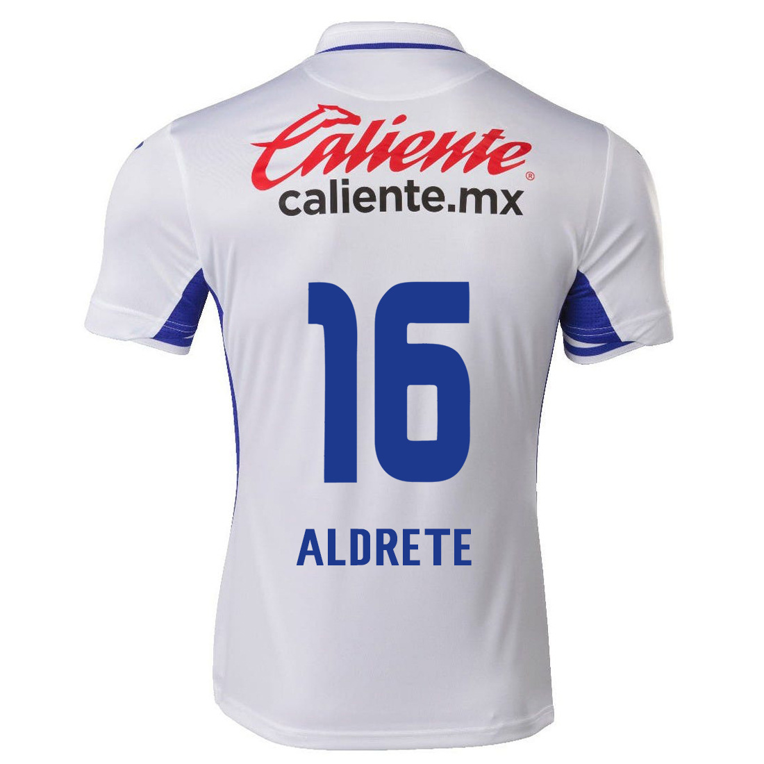 Hombre Fútbol Camiseta Adrian Aldrete #16 2ª Equipación Blanco Azul 2020/21 La Camisa Chile