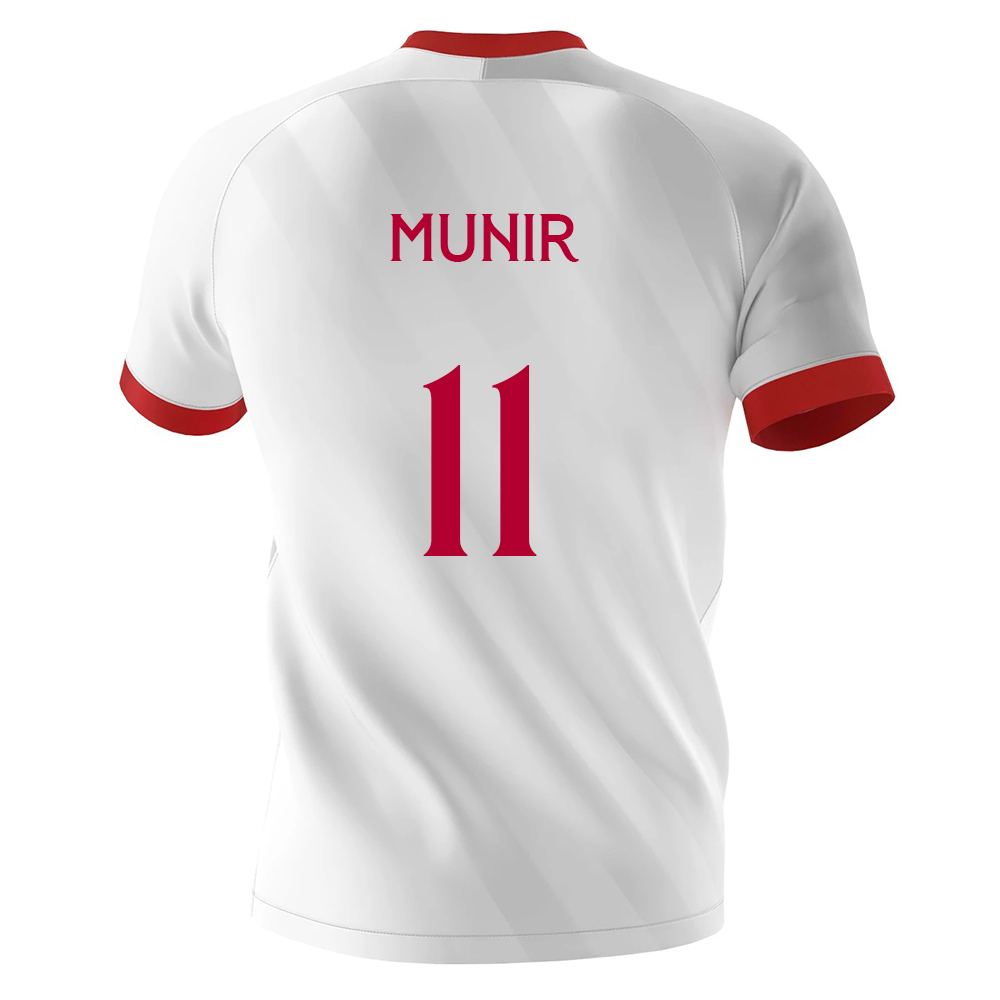 Hombre Fútbol Camiseta Munir El Haddadi #11 1ª Equipación Blanco 2020/21 La Camisa Chile