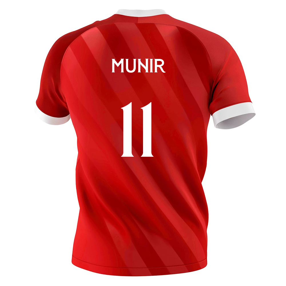 Hombre Fútbol Camiseta Munir El Haddadi #11 2ª Equipación Roja 2020/21 La Camisa Chile