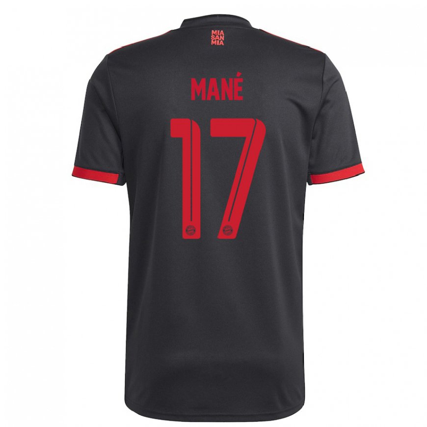 Kandiny Niño Camiseta Sadio Mane #17 Negro Y Rojo Equipación Tercera 2022/23 La Camisa Chile