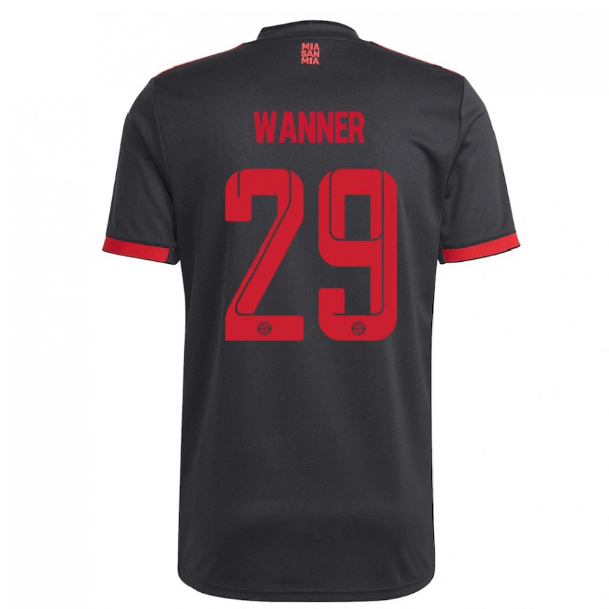 Kandiny Niño Camiseta Paul Wanner #29 Negro Y Rojo Equipación Tercera 2022/23 La Camisa Chile