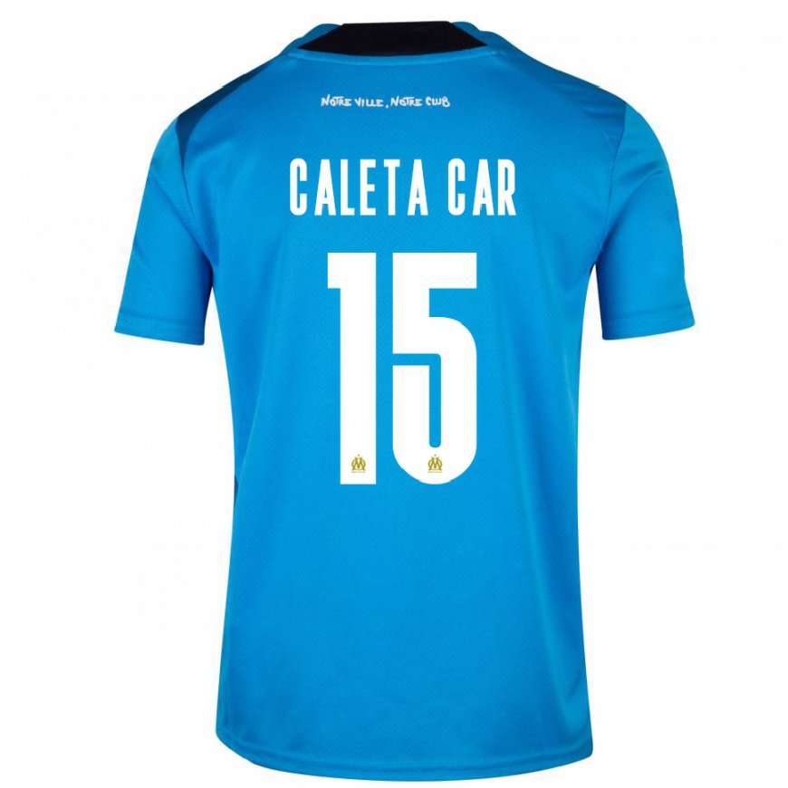 Kandiny Niño Camiseta Duje Caleta-car #15 Blanco Azul Oscuro Equipación Tercera 2022/23 La Camisa Chile