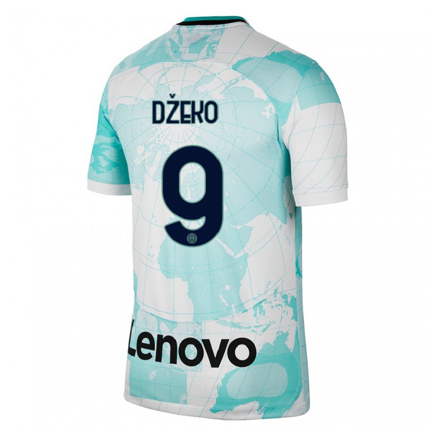 Kandiny Hombre Camiseta Edin Dzeko #9 Verde Claro Blanco Equipación Tercera 2022/23 La Camisa Chile