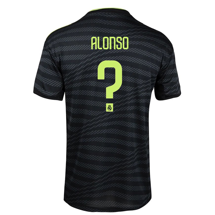 Kandiny Hombre Camiseta Borja Alonso #0 Negro Gris Oscuro Equipación Tercera 2022/23 La Camisa Chile