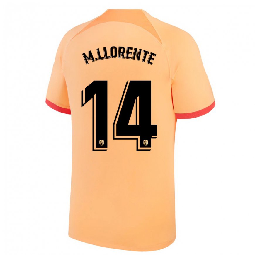 Kandiny Hombre Camiseta Marcos Llorente #14 Naranja Claro Equipación Tercera 2022/23 La Camisa Chile