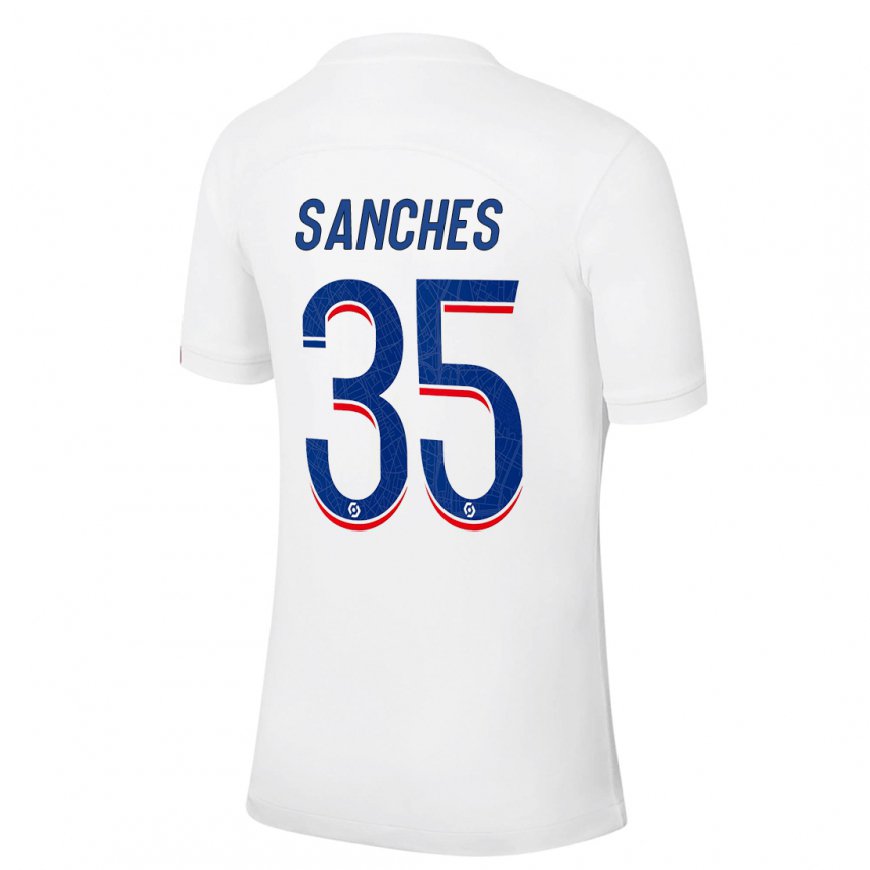 Kandiny Hombre Camiseta Renato Sanches #35 Azul Blanco Equipación Tercera 2022/23 La Camisa Chile