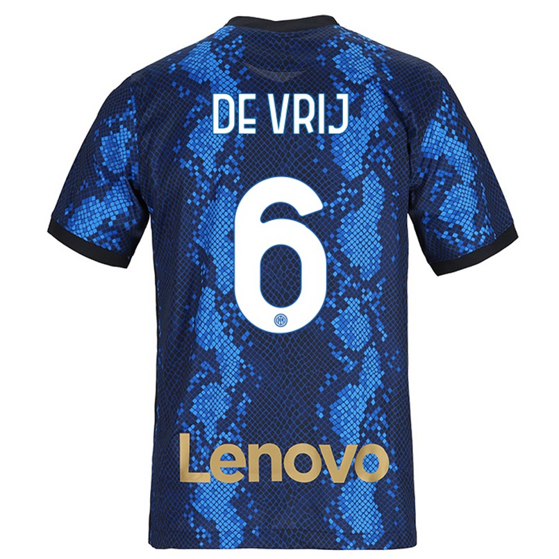 Mujer Fútbol Camiseta Stefan De Vrij #6 Azul Oscuro 1ª Equipación 2021/22 La Camisa Chile