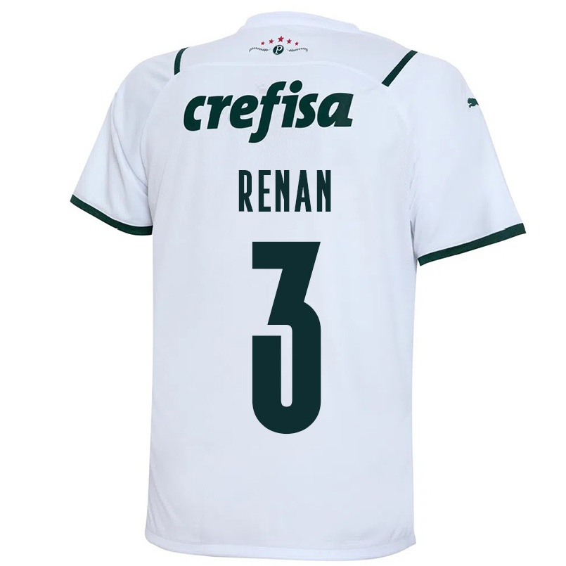 Mujer Fútbol Camiseta Renan #3 Blanco 2ª Equipación 2021/22 La Camisa Chile