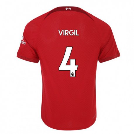 Kandiny Niño Camiseta Virgil Van Dijk #4 Rojo Oscuro 1ª Equipación 2022/23 La Camisa Chile