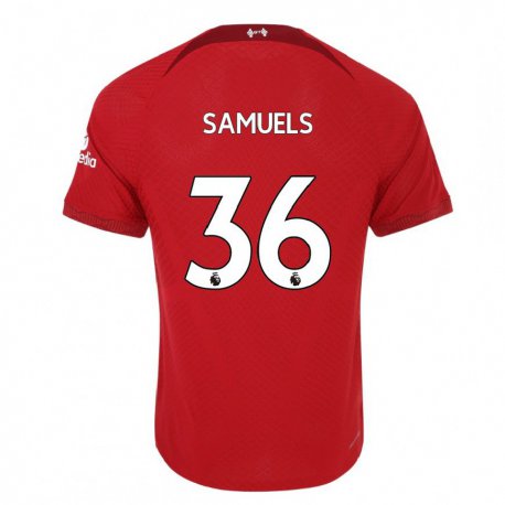 Kandiny Niño Camiseta Kerron Samuels #36 Rojo Oscuro 1ª Equipación 2022/23 La Camisa Chile