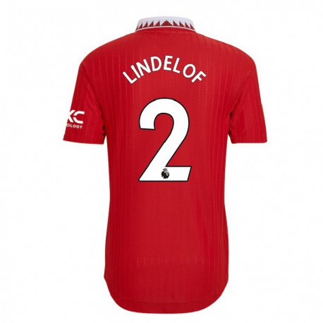 Kandiny Niño Camiseta Victor Lindelof #2 Rojo 1ª Equipación 2022/23 La Camisa Chile