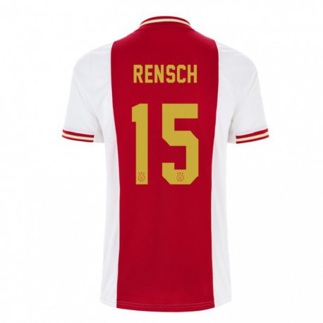Kandiny Niño Camiseta Devyne Rensch #15 Rojo Oscuro Blanco 1ª Equipación 2022/23 La Camisa Chile