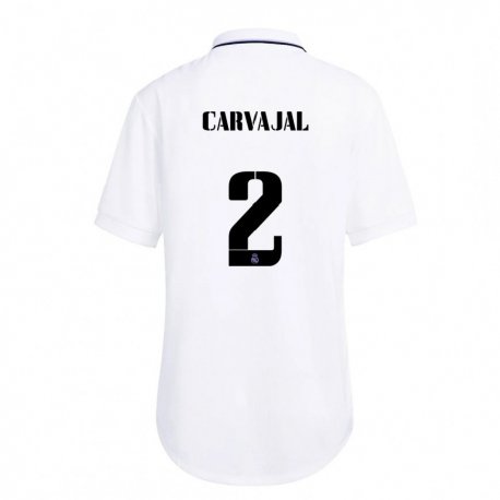 Kandiny Niño Camiseta Daniel Carvajal #2 Blanco Púrpura 1ª Equipación 2022/23 La Camisa Chile