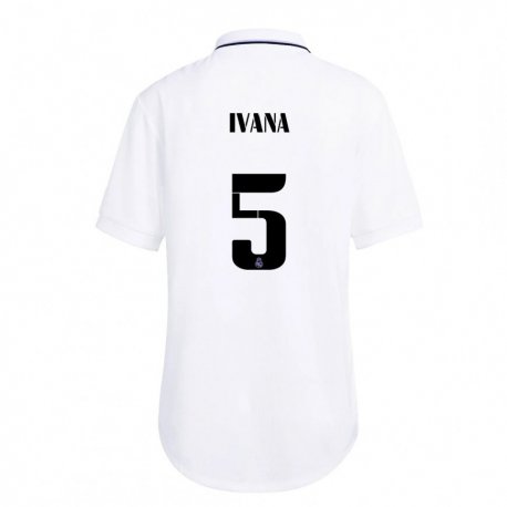 Kandiny Niño Camiseta Ivana Andres #5 Blanco Púrpura 1ª Equipación 2022/23 La Camisa Chile