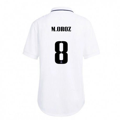 Kandiny Niño Camiseta Maite Oroz #8 Blanco Púrpura 1ª Equipación 2022/23 La Camisa Chile