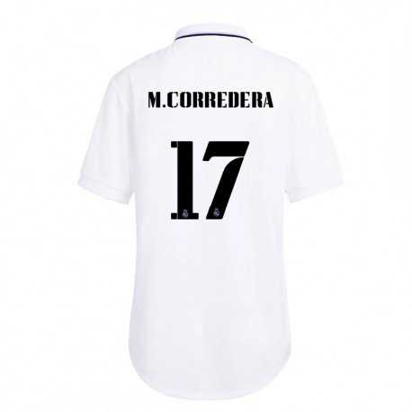 Kandiny Niño Camiseta Marta Corredera #17 Blanco Púrpura 1ª Equipación 2022/23 La Camisa Chile